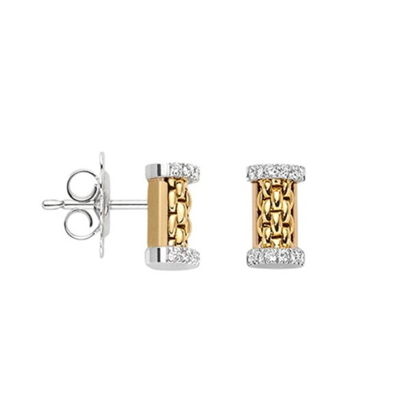 FOPE Essentials Flex'it 18ct White & Yellow Gold Diamond Stud Earrings