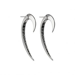 Shaun Leane Silver Black Spinel Hook Earrings