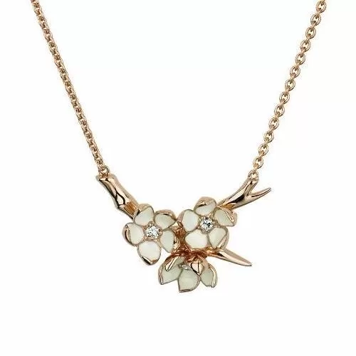 Shaun Leane Rose Gold Vermeil Cherry Blossom Diamond Flower Posey Pendant