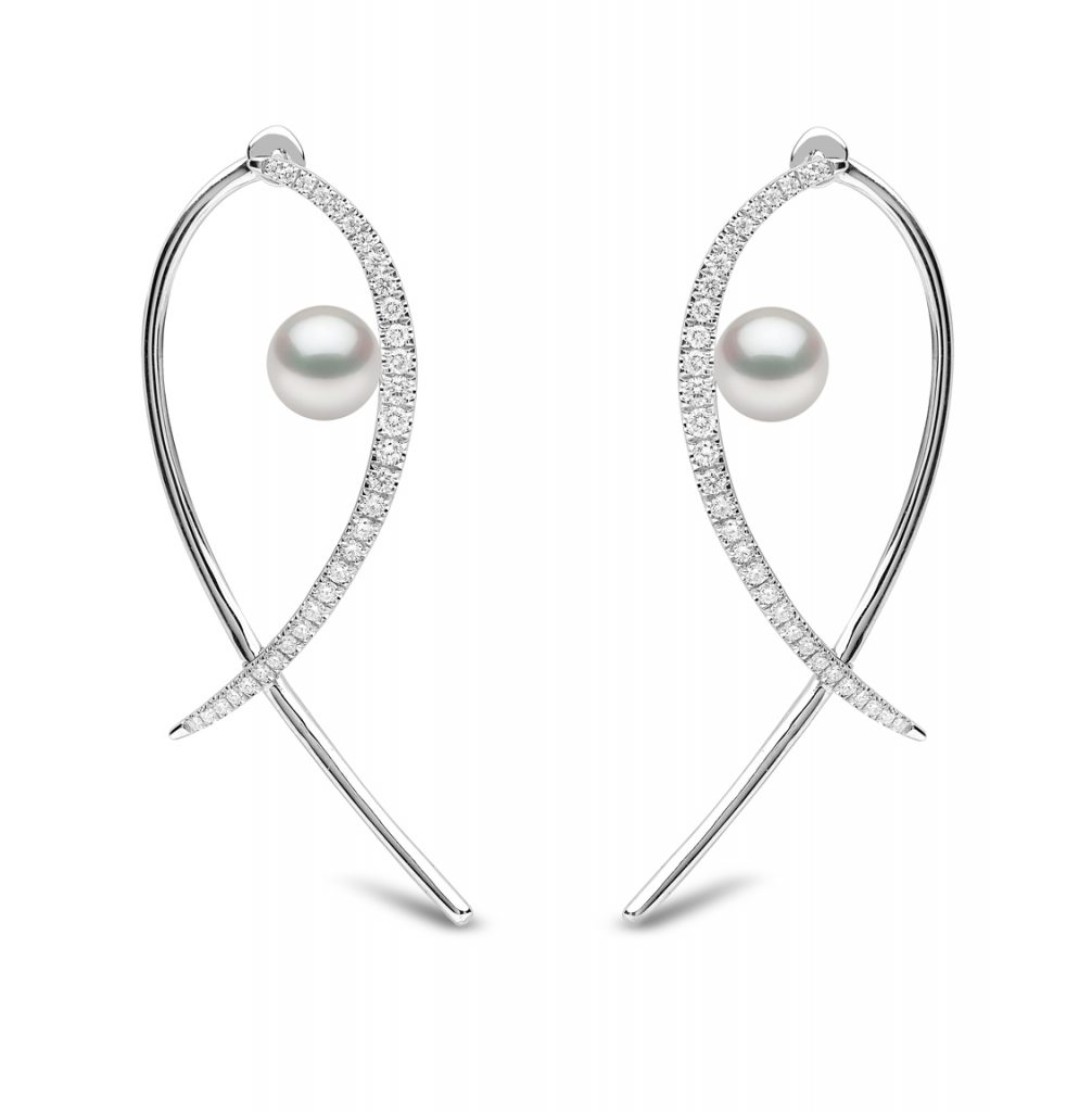 Yoko 18ct White Gold Pearl & 0.54ct Diamond Earrings