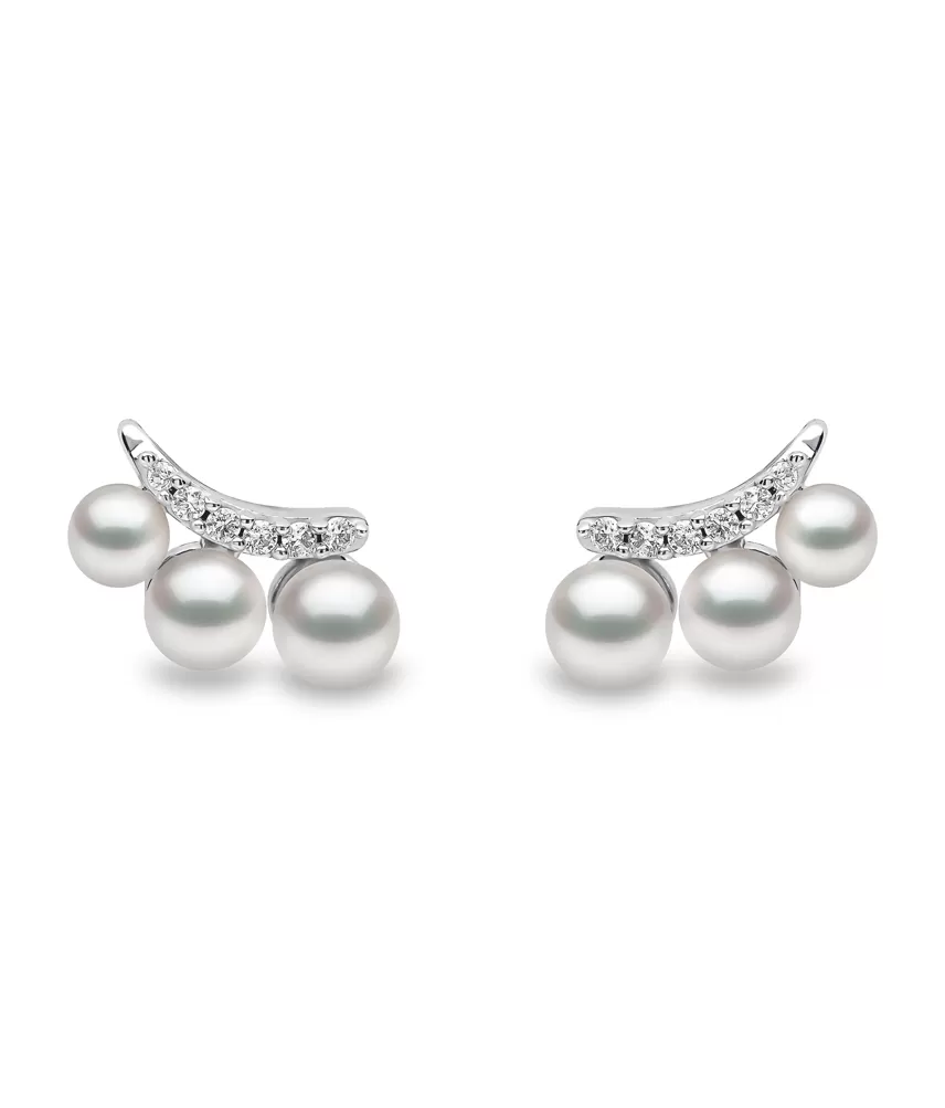 Yoko 18ct white Gold Akoya Pearl & 0.12ct Diamond Stud Earrings