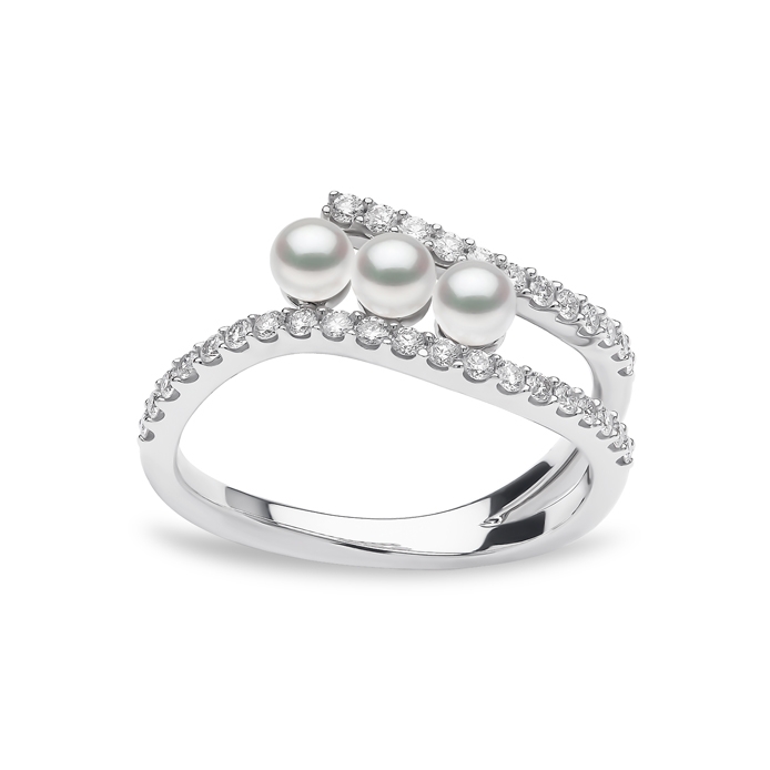 Yoko 18ct White Gold Akoya Pearl & 0.30t Diamond Ring