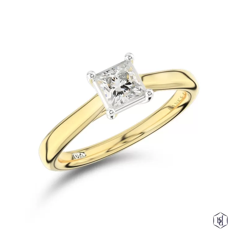 18ct Yellow Gold 0.50ct Princess Cut Diamond Solitaire Ring