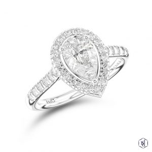 Platinum 1.10 Pear Cut Diamond Halo Ring
