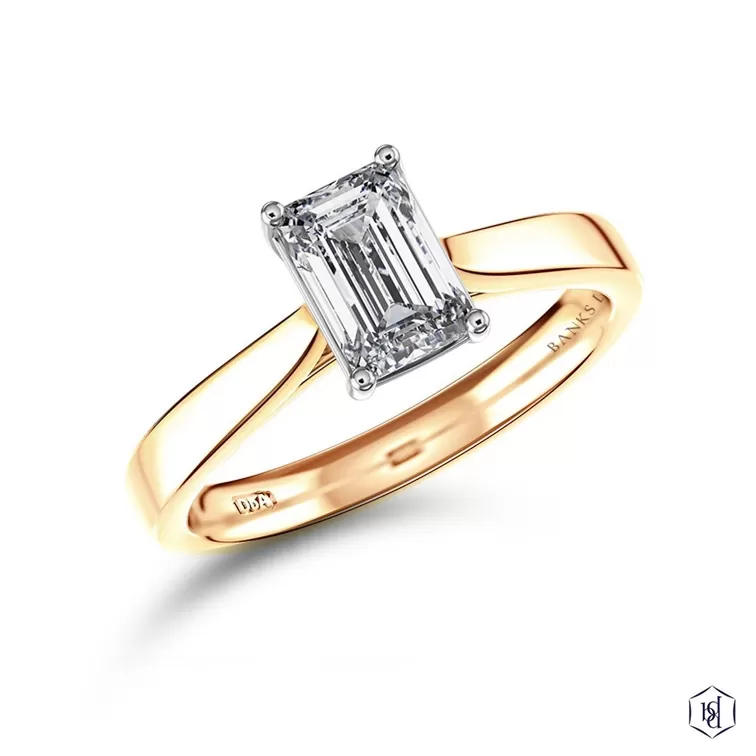 18ct Yellow Gold 0.50ct Emerald Cut Diamond Solitaire Ring