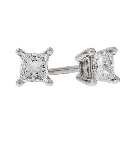 18ct White Gold 0.64ct Princess Cut Diamond Stud Earrings