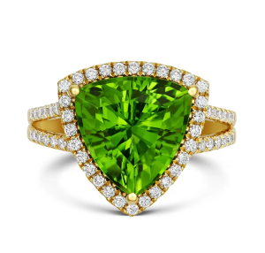 18ct Yellow Gold 5.77ct Peridot and Diamond Halo Cocktail Ring