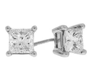 Stunning set of Princess Cut diamond earrings