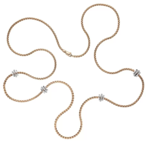 Fope EKA Tiny Flex’it 18ct Rose Gold Long Necklace with Diamonds