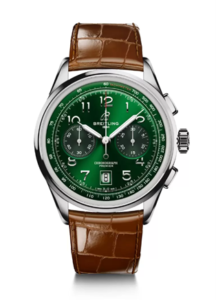 Breitling Premier B01 Chronograph 42 Brown leather strap green dial