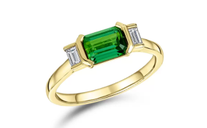 18ct Yellow Gold 1.07ct Emerald Cut Tourmaline & Baguette Diamond 