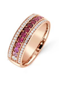 18ct Rose Gold Ruby, Pink Sapphire, & Diamond Wedding Ring