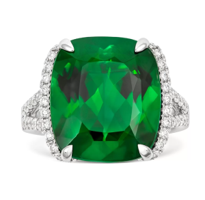 18ct White Gold 10.91ct Green Tourmaline and Diamond Cocktail Ring