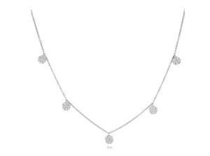 18ct White Gold 0.39ct Diamond Cluster Drop Necklace