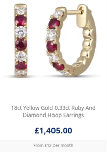 18ct Yellow Gold 0.33ct Ruby And Diamond Hoop Earrings