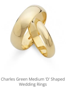 Charles Green Medium ‘D’ Shaped Wedding Rings