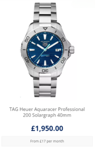 TAG Heuer Aquaracer Professional 200 Solargraph blue dial