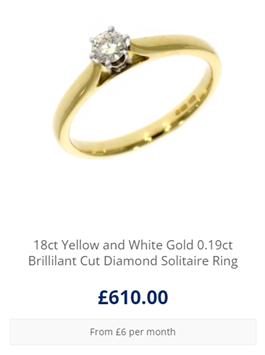 18ct Yellow and White Gold 0.19ct Brillilant Cut Diamond Solitaire Ring