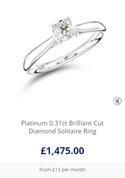 Platinum 0.31ct Brilliant Cut Diamond Solitaire Ring